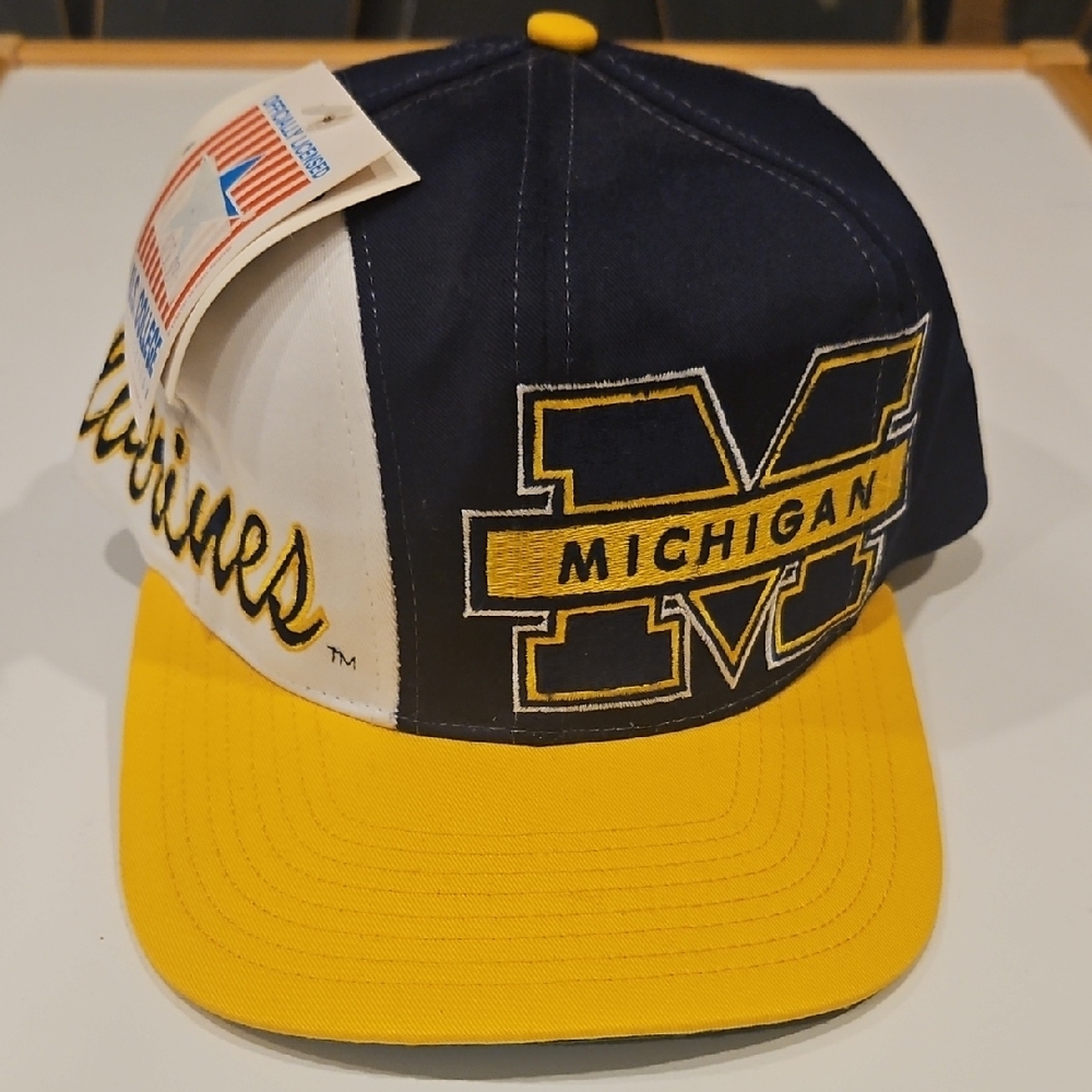Authentic 1990s Michigan Wolverines Snapback Hat New With Tags
